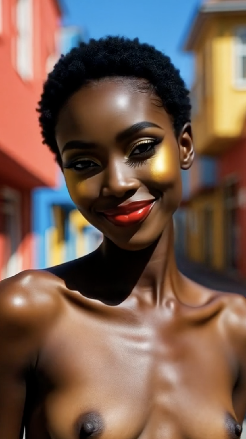 Colorful Black adult AI character portrait